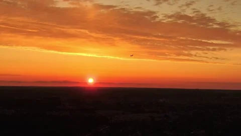 4 at sunset, airplane flight at sunset Stock Footage 265236669