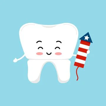 4 th of July tooth crown dental icon isolated. Stock Illustration