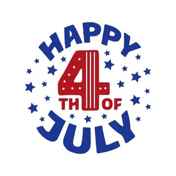 4 Th of July vector typography circular label design. Happy USA Independence Day Stock Illustration