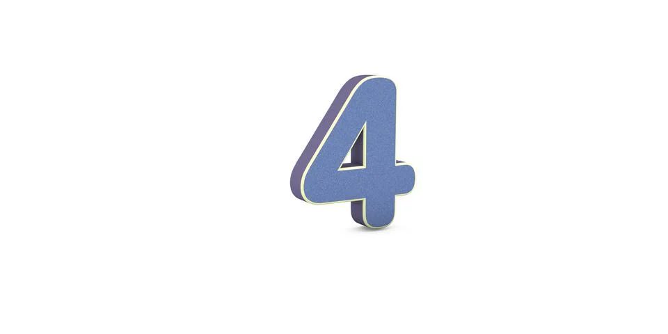 4 Two Four written 3D text in white background Stock Illustration