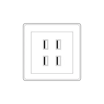 4 USB Ports Wall Socket Charger Electrical Panel Power Outlet Illustrazione stock