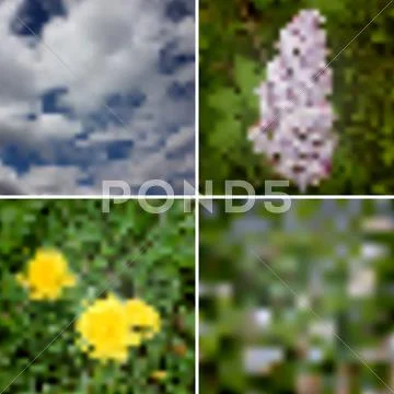 4 vector blurred summer backgrounds Stock Illustration