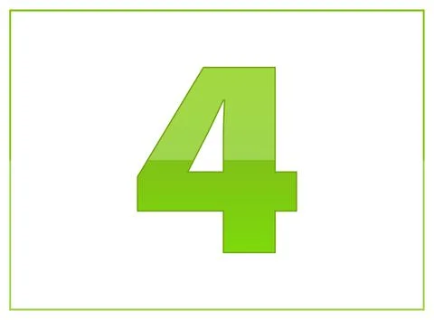 4 vector font, made of dark and light green colors. For number logo, brand la Stock Illustration