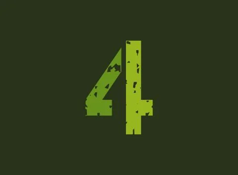 4 vector number made of grungy, grunge texture. Rubber stamp imprint style. F Illustrazione stock