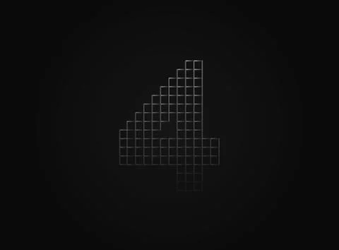 4 vector number made of metal chain link fence. For logo, brand label, design Illustrazione stock