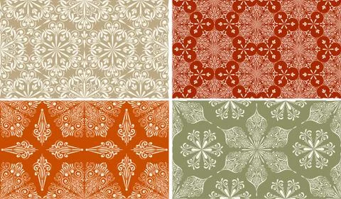 4 vector seamless winter patterns with  snowflakes Illustrazione stock