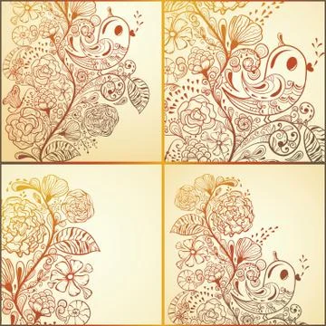 4 vector  spring cards Stock Illustration