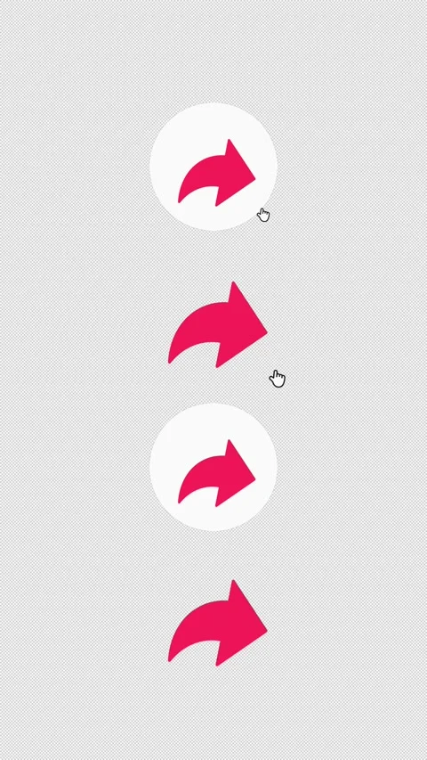 4 Vertical Share Arrow Icons - Click &amp; No Click - Alpha Channel 4K Vidéo 332902766