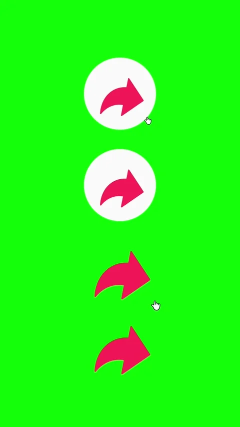 4 Vertical Share Arrow Icons - Click and No Click - Green Screen 4K Stock Footage 332902768