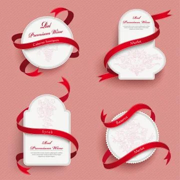 4 vine emblems red flag Stock Illustration