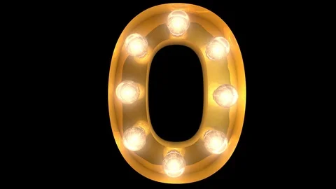 4 way blinking loop animatedgolden light bulb typeface character 0 Stock Footage 124950152