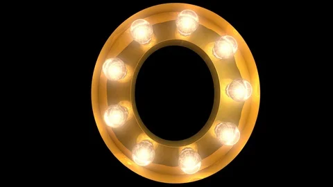 4 way blinking loop animatedgolden light bulb typeface character O Video stock 124970456
