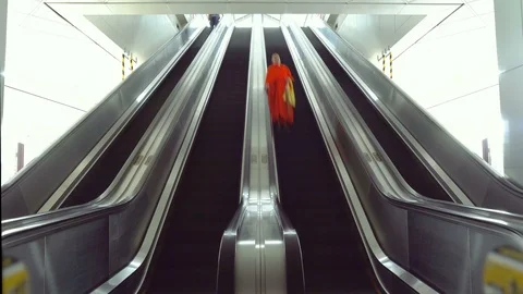 4 Way Escalator Timelapse Stock Footage 96742637