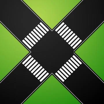4-way intersection with pedestrian crossing. Illustrazione stock