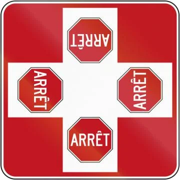 4-Way Intersection With Stop in Canada Illustrazione stock