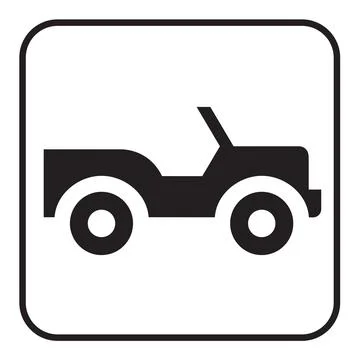 4 wheel drive road map symbol, national park pictogram Stock Illustration