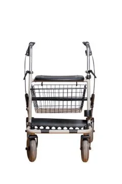 4 wheels trolley with basket for elders Stock Photos