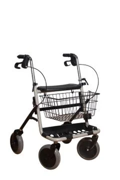 4 wheels trolley with basket for elders Stock Photos