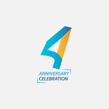 4 Year Anniversary Celebration Vector Template Design Illustration Stock Illustration