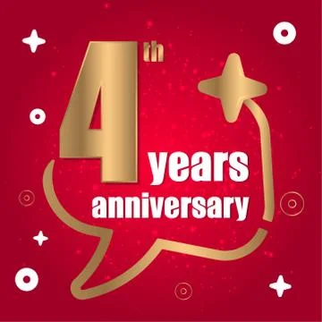 4 year anniversary celebration, vector design for celebrations, invitation cards Stock Illustration
