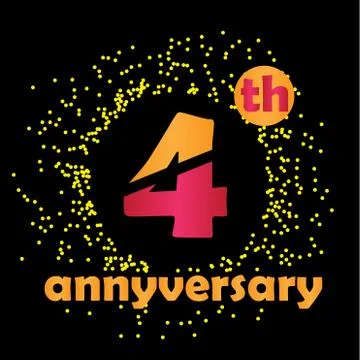 4 Year Anniversary Vector Template Design Illustration - Vector Stock Illustration