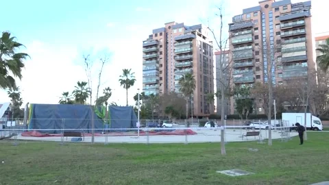 4-year-old kid dies after bouncy castle accident in Valencia, Madrid, ES - 10 Ja Stock Footage 204091954
