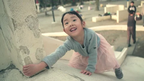 4-year-old kid playing outside on holidays Video stock 161858466