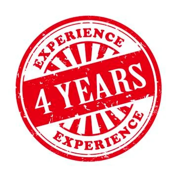 4 years experience grunge rubber stamp Stock Illustration