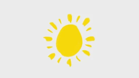4. Yellow Sun Animation with Brush Stroke Hand Drawn Sunshine Icon in Artist Stock Footage 309655368