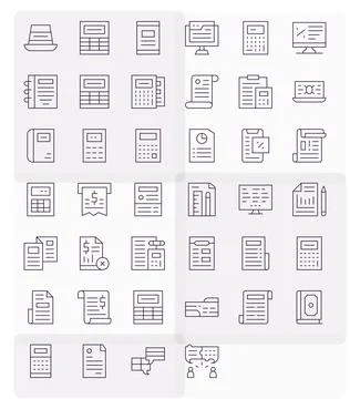 40 256x256 Vector Icons for Spreadsheet with Display Perfect Thin Line clarit Stock Illustration