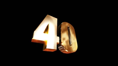 40, 3d golgen text number on black background Vidéo 127697525