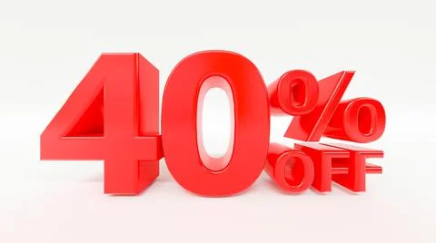 40% off 3d text on white background Stock Illustration