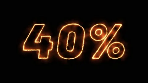 40% off, animated fire text. Discounts glow in the dark. Video stock 201981969