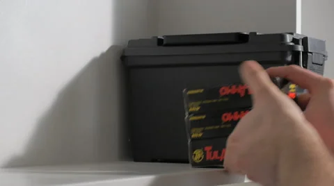 40 Cal Bullet Storage - Preppers, Guns Vídeo Stock 46944503