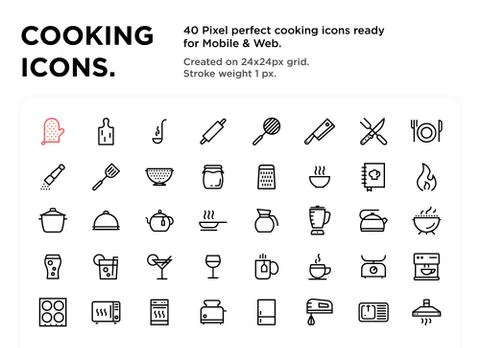 40 Cooking Icons Stock Illustration