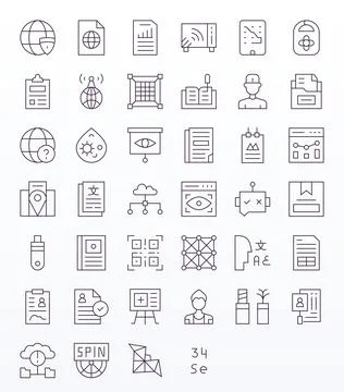 40 Detail Enhanced Thin Line Vector Icons designed for Data Interface イラスト素材