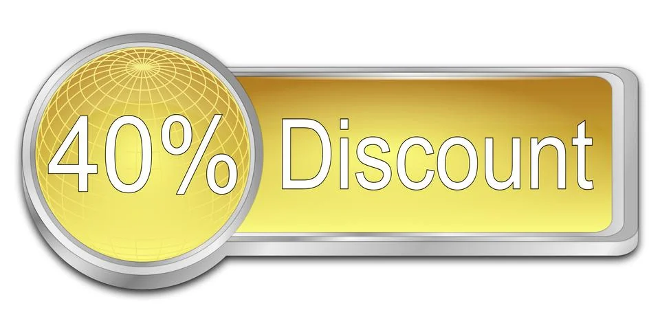 40% Discount button - 3D illustration Stock Illustration