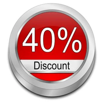 40% Discount button - 3D illustration Illustrazione stock
