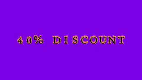 40% discount fire text effect violet background Stock Footage 136314505