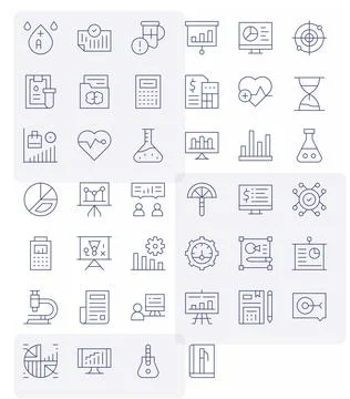 40 Editable 64x64 Vector Icons for Analysis in elegant Thin Line design Illustrazione stock