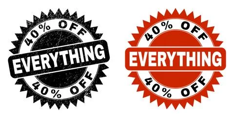40% OFF EVERYTHING Black Rosette Stamp Seal with Unclean Texture 스톡 일러스트