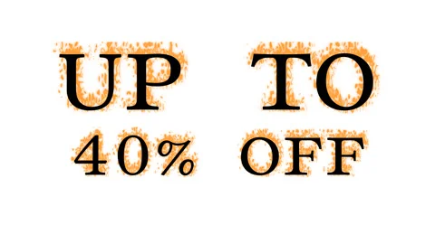 Up To 40% Off fire text effect white isolated background Stock Footage 137898937