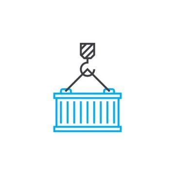 40 foot container vector thin line stroke icon. 40 foot container outline Illustrazione stock
