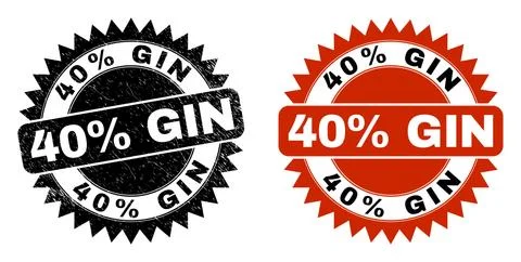 40% GIN Black Rosette Stamp with Grunged Surface Stock Illustration