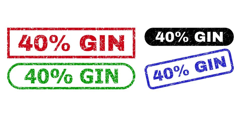 40% GIN Rectangle Stamp Seals Using Corroded Style Stock Illustration
