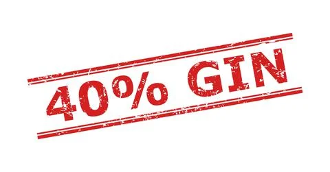 40% GIN Stamp with Corroded Style and Double Parallel Lines Stock Illustration