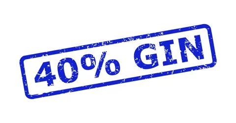40% GIN Stamp with Corroded Style and Rounded Rect Frame Stock Illustration