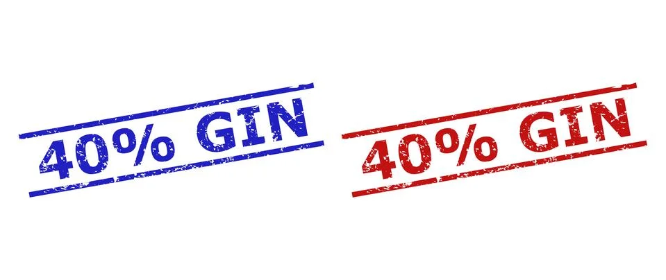 40% GIN Stamps with Corroded Surface and Parallel Lines Stock Illustration