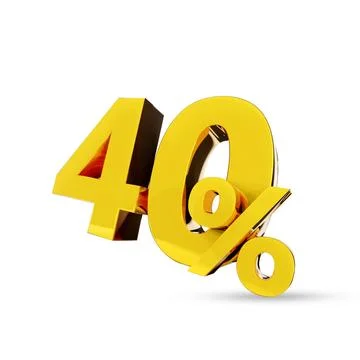40% Golden symbol , 3D render Stock Illustration