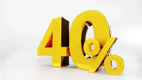 40% Golden symbol , 3D render Stock Illustration